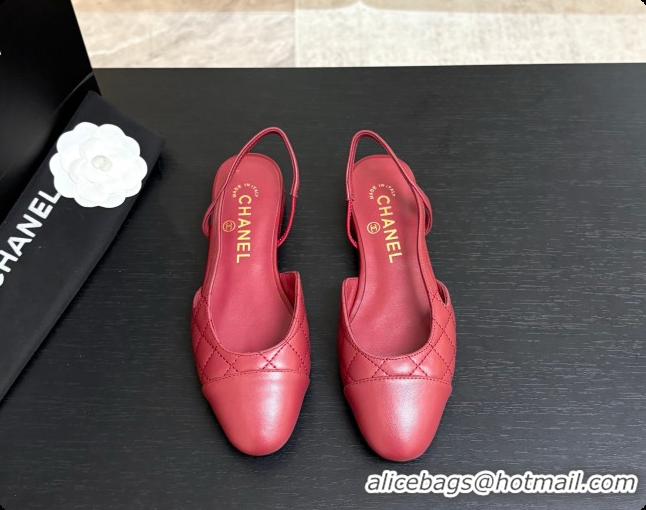 Stylish Chanel Lambskin Flat Slingbacks G31319 CH081614 Burgundy 2026