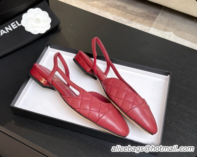 Stylish Chanel Lambskin Flat Slingbacks G31319 CH081614 Burgundy 2026