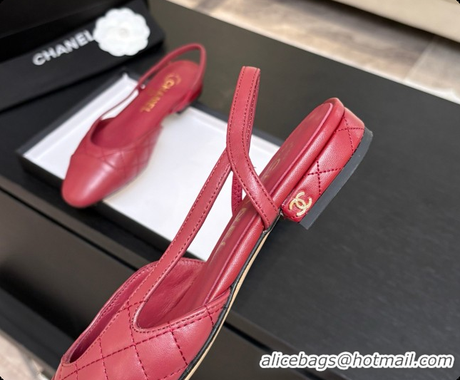 Stylish Chanel Lambskin Flat Slingbacks G31319 CH081614 Burgundy 2026