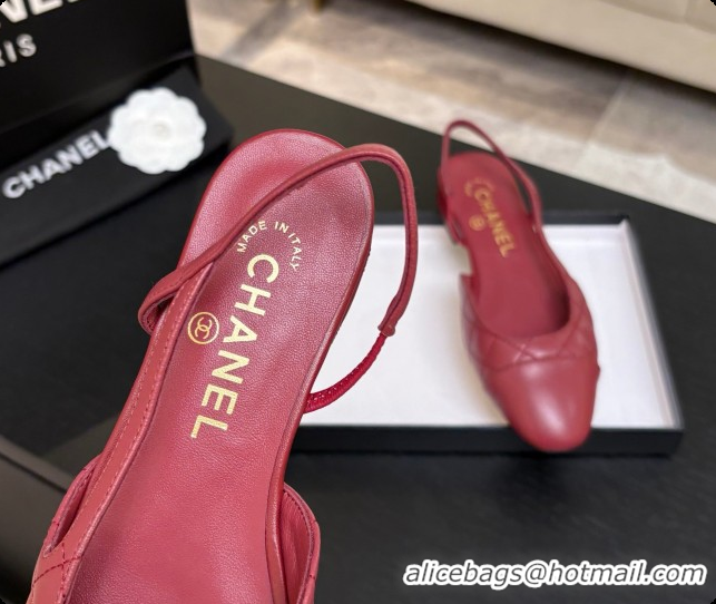 Stylish Chanel Lambskin Flat Slingbacks G31319 CH081614 Burgundy 2026