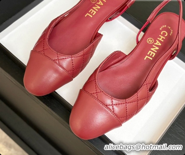 Stylish Chanel Lambskin Flat Slingbacks G31319 CH081614 Burgundy 2026