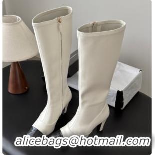 Low Price Chanel Leather High Boots G47517 White 2026