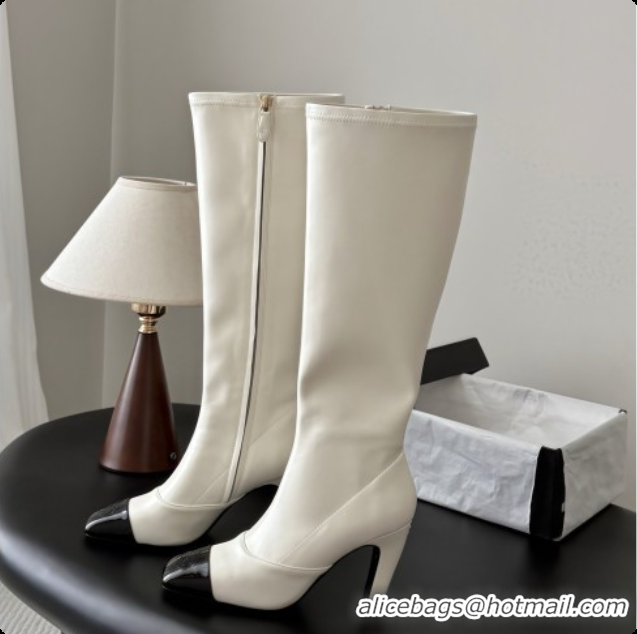 Low Price Chanel Leather High Boots G47517 White 2026