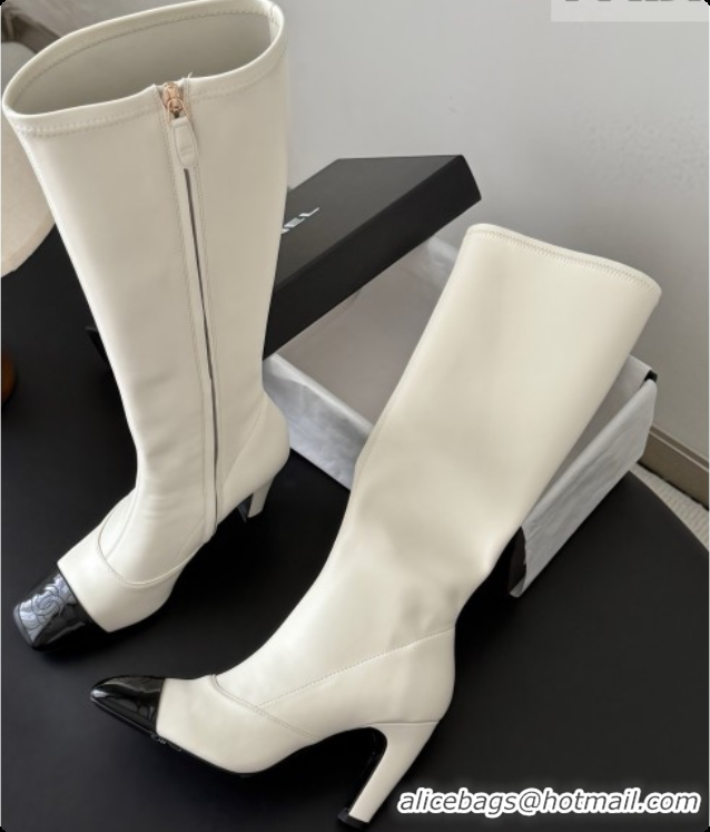Low Price Chanel Leather High Boots G47517 White 2026