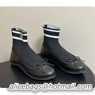 Top Design Chanel Lambskin & Knit Sneakers G47572 Black 2026
