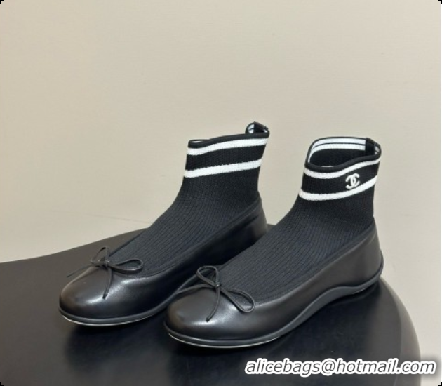 Top Design Chanel Lambskin & Knit Sneakers G47572 Black 2026