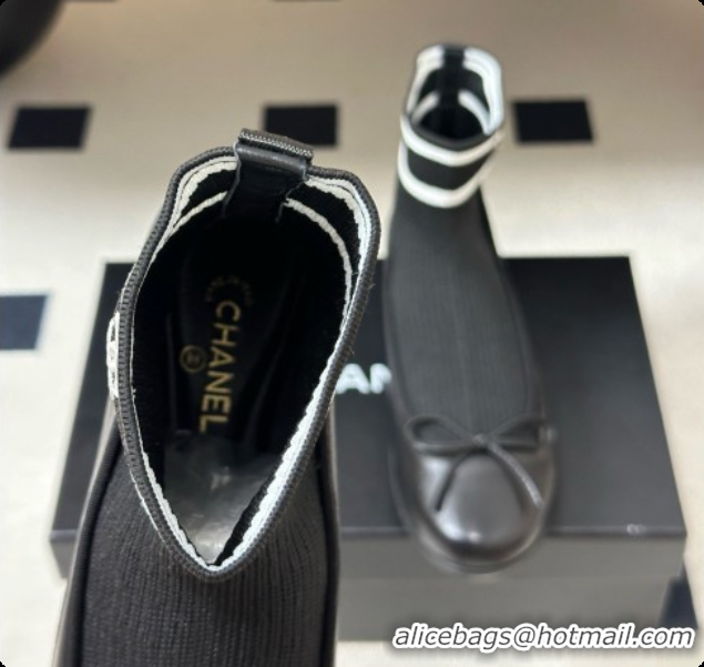 Top Design Chanel Lambskin & Knit Sneakers G47572 Black 2026