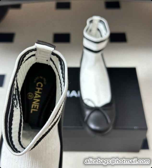 Cheap Price Chanel Lambskin & Knit Sneakers G47572 Black/White 2026