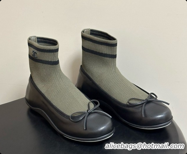 Classic Hot Chanel Lambskin & Knit Sneakers G47572 Black/Green 2026