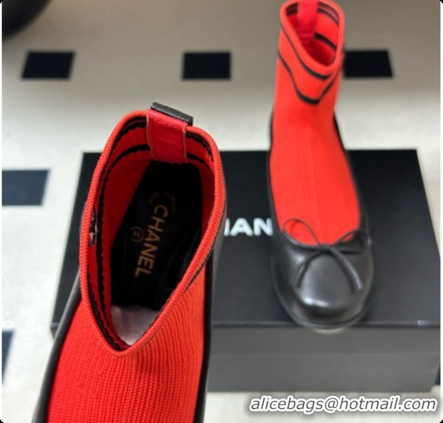 Most Popular Chanel Lambskin & Knit Sneakers G47572 Black/Red 2026