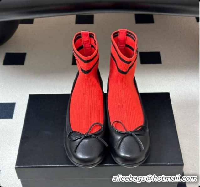 Most Popular Chanel Lambskin & Knit Sneakers G47572 Black/Red 2026