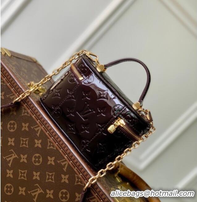 Good Quality Louis Vuitton Vanity Chain Pouch Mini bag in Monogram Mirror Leather M28334 Dark Burgundy 2026