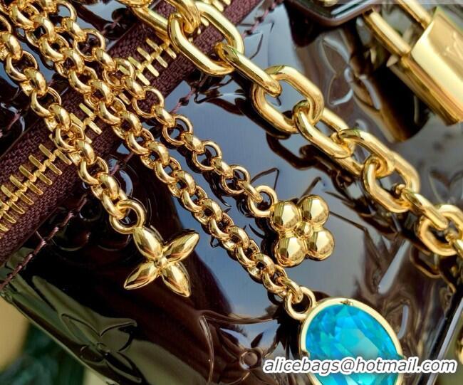 Good Quality Louis Vuitton Vanity Chain Pouch Mini bag in Monogram Mirror Leather M28334 Dark Burgundy 2026