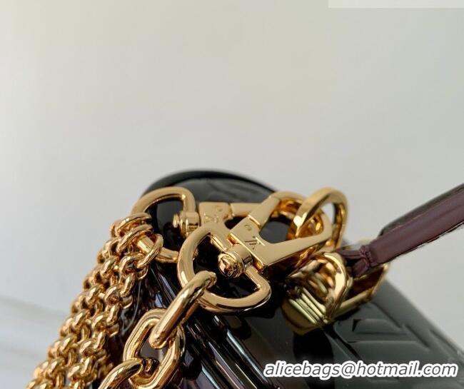 Good Quality Louis Vuitton Vanity Chain Pouch Mini bag in Monogram Mirror Leather M28334 Dark Burgundy 2026