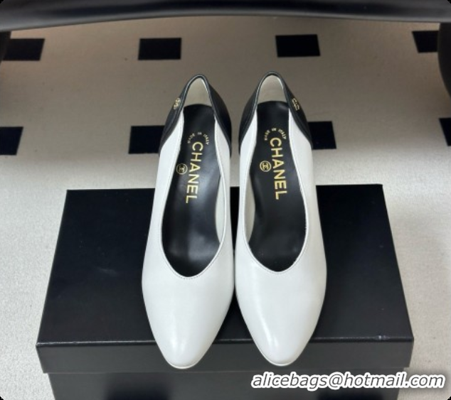 Best Price Chanel Lambskin & Calfskin Pumps 8cm Heel G47474 White 2026