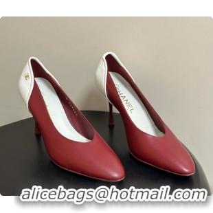 Pretty Style Chanel Lambskin & Calfskin Pumps 8cm Heel G47474 Burgundy 2026