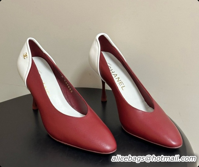 Pretty Style Chanel Lambskin & Calfskin Pumps 8cm Heel G47474 Burgundy 2026