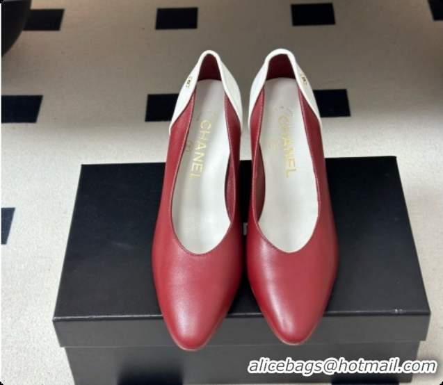 Pretty Style Chanel Lambskin & Calfskin Pumps 8cm Heel G47474 Burgundy 2026
