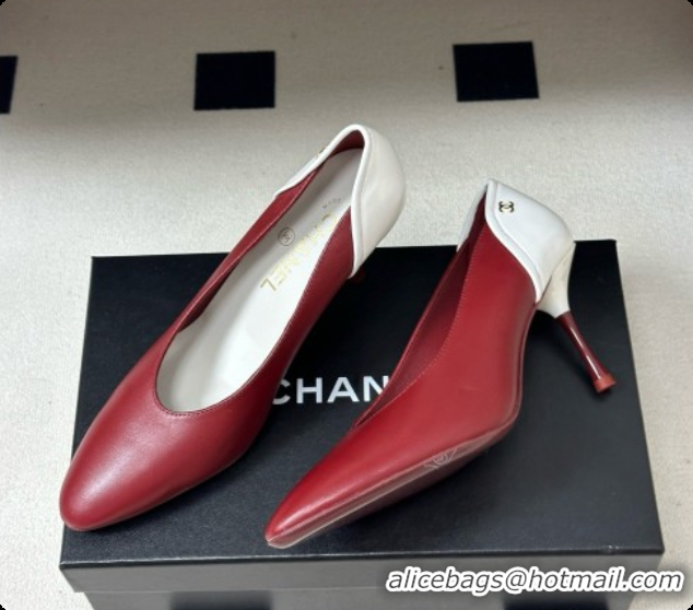 Pretty Style Chanel Lambskin & Calfskin Pumps 8cm Heel G47474 Burgundy 2026
