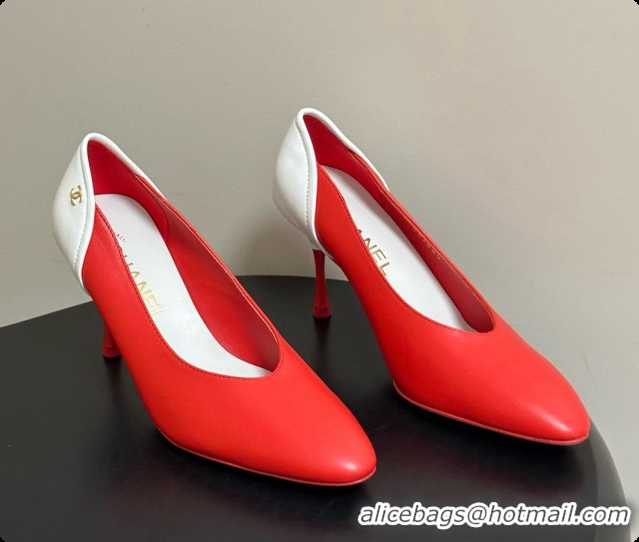 Popular Style Chanel Lambskin & Calfskin Pumps 8cm Heel G47474 Red 2026