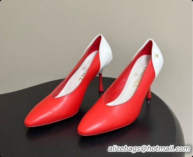 Popular Style Chanel Lambskin & Calfskin Pumps 8cm Heel G47474 Red 2026
