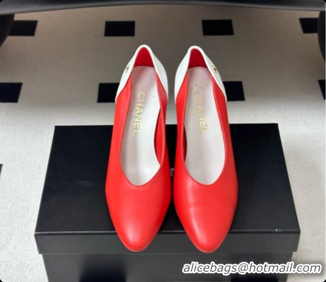 Popular Style Chanel Lambskin & Calfskin Pumps 8cm Heel G47474 Red 2026