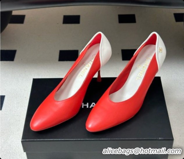 Popular Style Chanel Lambskin & Calfskin Pumps 8cm Heel G47474 Red 2026