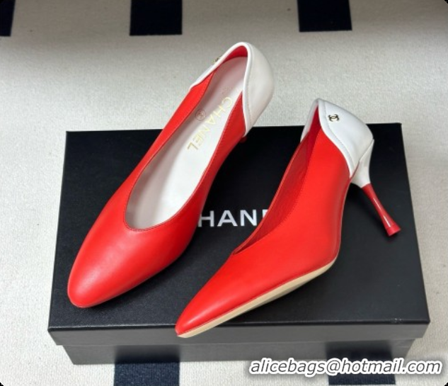 Popular Style Chanel Lambskin & Calfskin Pumps 8cm Heel G47474 Red 2026