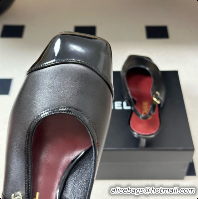 Luxurious Chanel Lambskin & Patent Calfskin Slingbacks 6.5cm Heel CH081716 Black 2026