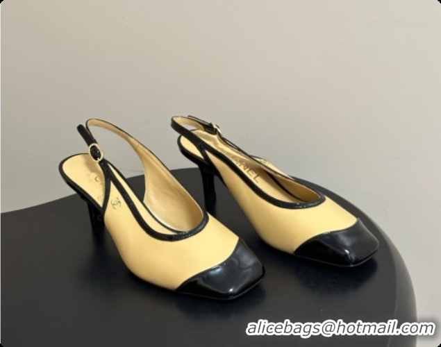 Low Cost Chanel Lambskin & Patent Calfskin Slingbacks 6.5cm Heel CH081717 Beige 2026