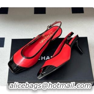 Stylish Chanel Lambskin & Patent Calfskin Slingbacks 6.5cm Heel CH081718 Red 2026
