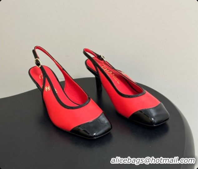 Stylish Chanel Lambskin & Patent Calfskin Slingbacks 6.5cm Heel CH081718 Red 2026