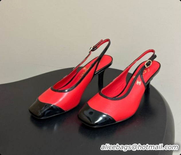 Stylish Chanel Lambskin & Patent Calfskin Slingbacks 6.5cm Heel CH081718 Red 2026