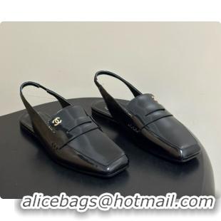Stylish Chanel Shiny Calfskin Slingbacks G47491 Black 2026