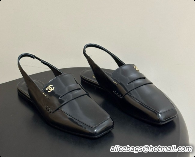 Stylish Chanel Shiny Calfskin Slingbacks G47491 Black 2026