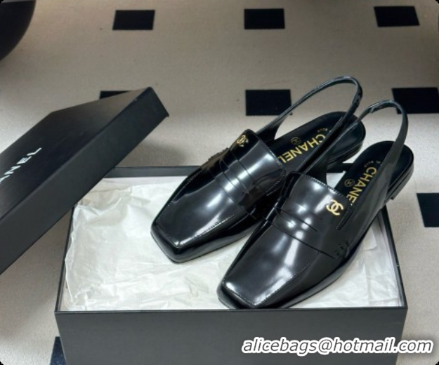 Stylish Chanel Shiny Calfskin Slingbacks G47491 Black 2026