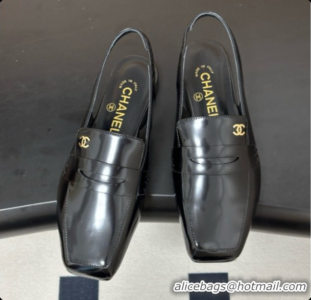 Stylish Chanel Shiny Calfskin Slingbacks G47491 Black 2026
