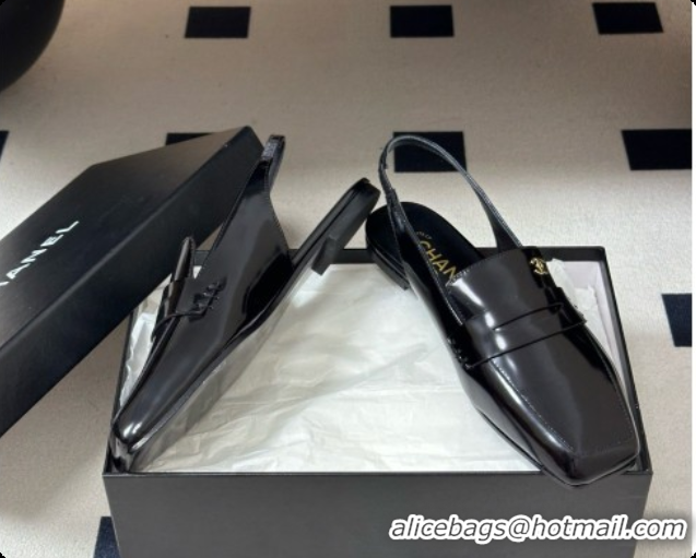 Stylish Chanel Shiny Calfskin Slingbacks G47491 Black 2026