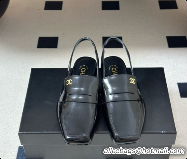 Stylish Chanel Shiny Calfskin Slingbacks G47491 Black 2026