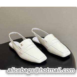 Sumptuous Chanel Shiny Calfskin Slingbacks G47491 White 2026