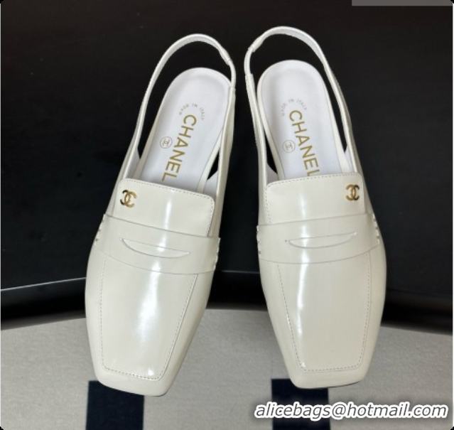 Sumptuous Chanel Shiny Calfskin Slingbacks G47491 White 2026