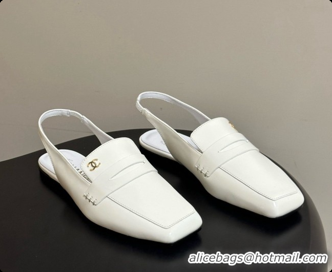 Sumptuous Chanel Shiny Calfskin Slingbacks G47491 White 2026