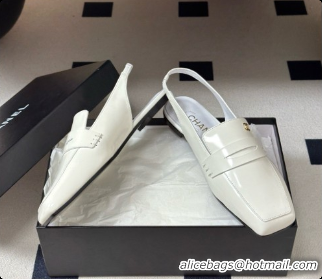 Sumptuous Chanel Shiny Calfskin Slingbacks G47491 White 2026