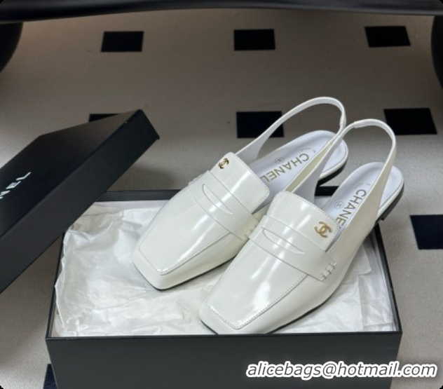 Sumptuous Chanel Shiny Calfskin Slingbacks G47491 White 2026
