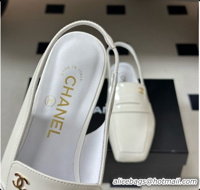 Sumptuous Chanel Shiny Calfskin Slingbacks G47491 White 2026
