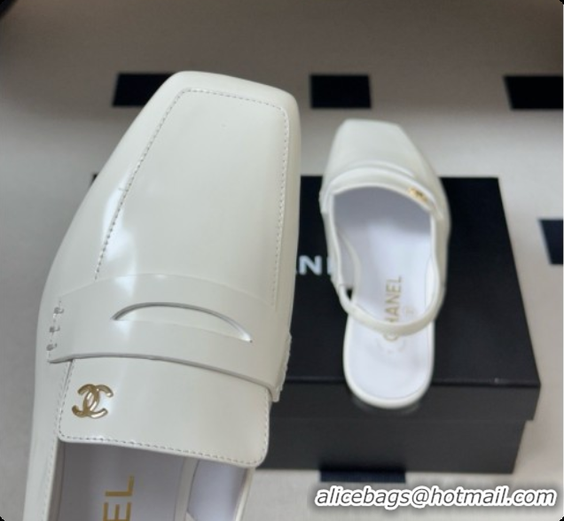 Sumptuous Chanel Shiny Calfskin Slingbacks G47491 White 2026