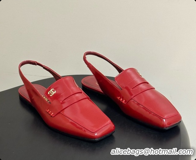 Buy Luxury Chanel Shiny Calfskin Slingbacks G47491 Burgundy 2026