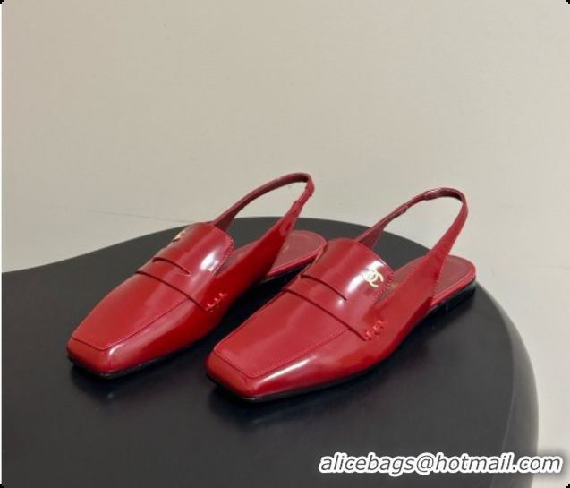 Buy Luxury Chanel Shiny Calfskin Slingbacks G47491 Burgundy 2026