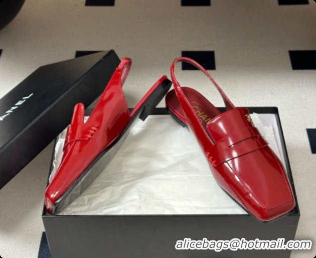 Buy Luxury Chanel Shiny Calfskin Slingbacks G47491 Burgundy 2026
