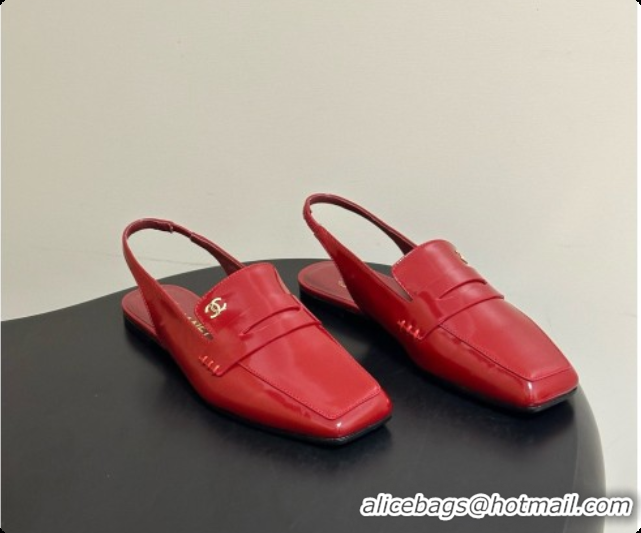 Buy Luxury Chanel Shiny Calfskin Slingbacks G47491 Burgundy 2026